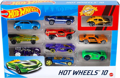 Hot Wheels Exclusive Combo Deal: GJL14 City Robot Rex Megacity Parking Garage with Toy Dinosaur including 2 toy cars + Hot Wheels 54886 1:64 Die-Cast Car Gift Set, 10 Pack