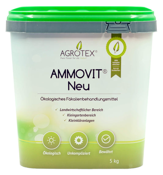 Agrotex Ammovit New 5 kg - ecological toilet additive for camping toilets - neutralizes odors - scent-free - chemical toilet in motorhome, bus & boat