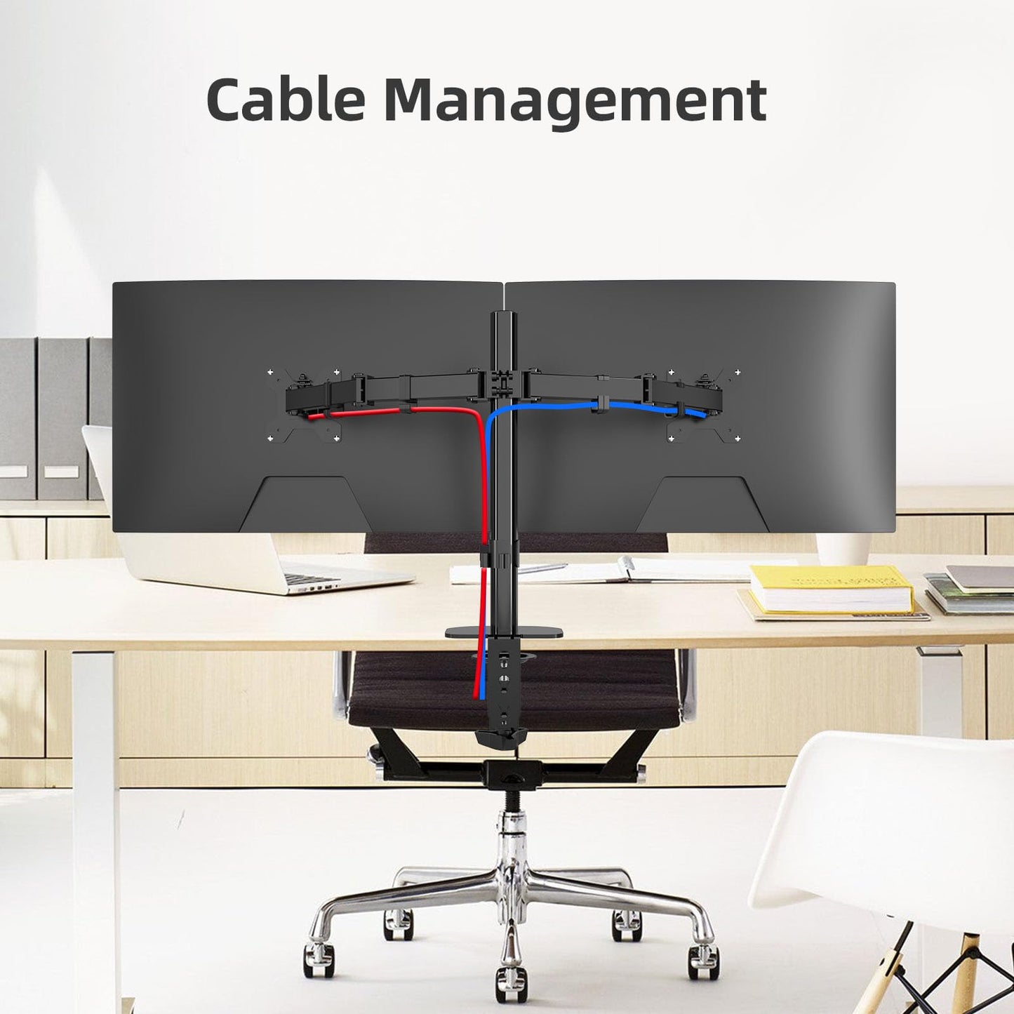 Pholiten monitor arm for 13-27 inch LED LCD screen up to 10 kg, dual monitor mount, height adjustable swivel tilt desk monitor stand, max VESA 100x100mm.