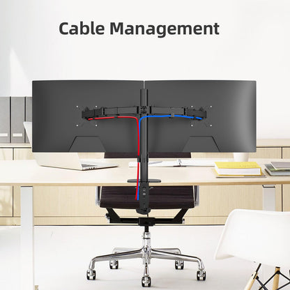 Pholiten monitor arm for 13-27 inch LED LCD screen up to 10 kg, dual monitor mount, height adjustable swivel tilt desk monitor stand, max VESA 100x100mm.