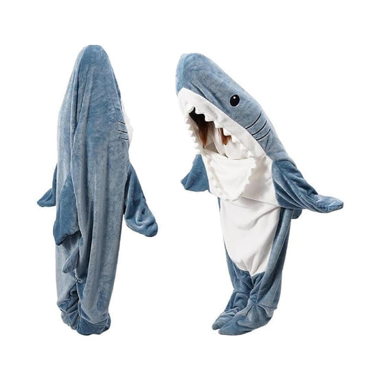 QUSLLIS Shark Blanket - Shark Blanket - made of super soft, cozy flannel with hood, shark tail, blanket hoodie, sleeping bag, portable blanket for adults and children - XL