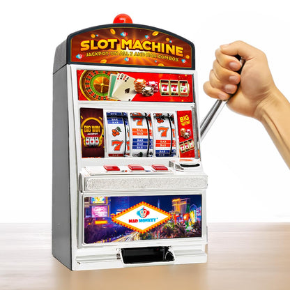 Slot Machine XL, one-armed bandit in game machine design with lights and sounds, coin-operated game machine for kids and adults, casino machine for real money.