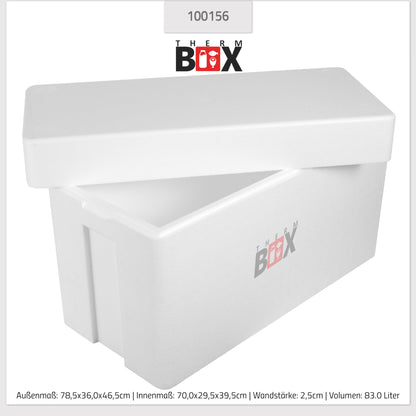 THERM-BOX Styrofoam Box 83W Inside: 70x29x39cm Wall: 2.5cm Volume: 83L Insulated Cooler Reusable Warm/Cold Box