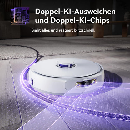 NARWAL Freo Z Ultra robot vacuum cleaner with mopping function, dual AI system, AI-adaptive hot water mopping and drying, 12,000 Pa suction power, Zero Tangling Brush 2.0, Intelligent APP (White).