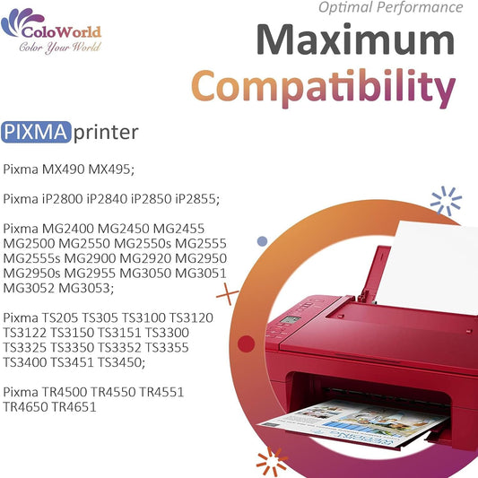 ColoWorld PG-545XL CL-546XL Black Color Printer Cartridges, Multipack for Canon Printer Cartridges 545 546 for Canon Pixma TS3351 TS3451 MX495 TR4551 TR4550 TS3450 TS3350 MG2550s TS3150 MG3050 Printer