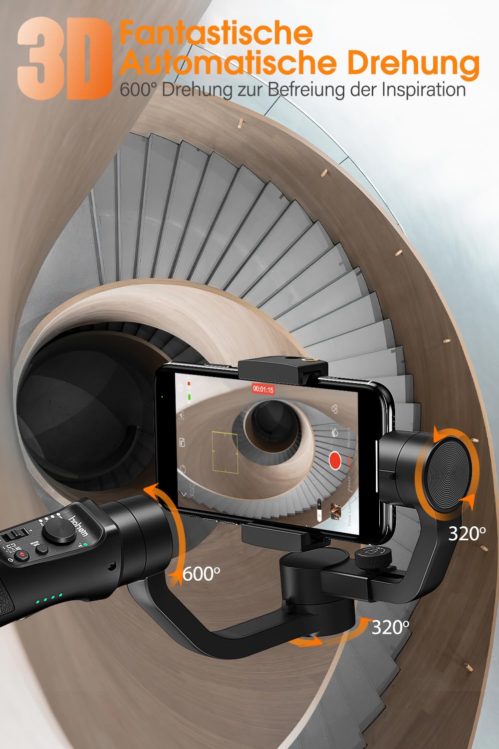 High smartphone gimbal stabilizer - stabilizer iSteady Mobile Plus 3-axis for video shooting with face/object tracking, 600° auto rotation, mobile gimbal for Android iPhone 15, 14, 13 PRO
