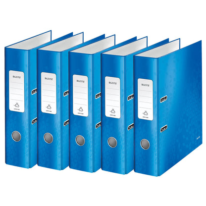 Leitz Quality Folder 180°, 5.8 cm spine width, laminated greyboard, Blue, WOW Series, design may vary, 10054036.
