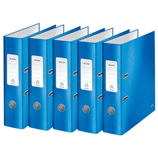 Leitz Quality Folder 180°, 5.8 cm spine width, laminated greyboard, Blue, WOW Series, design may vary, 10054036.