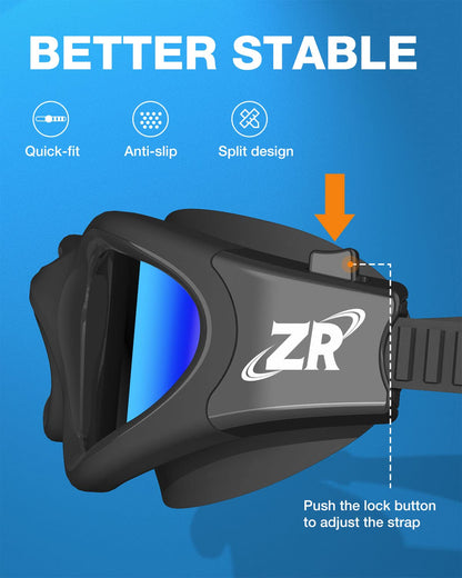 ZIONOR Polarized Swim Goggles for Men and Women [UPGRADE], G1 Swim Goggles with Mirror/Smoke Lens UV Protection Anti Fog Adjustable Strap Comfort Pro Swim Goggles for Adults Teens.