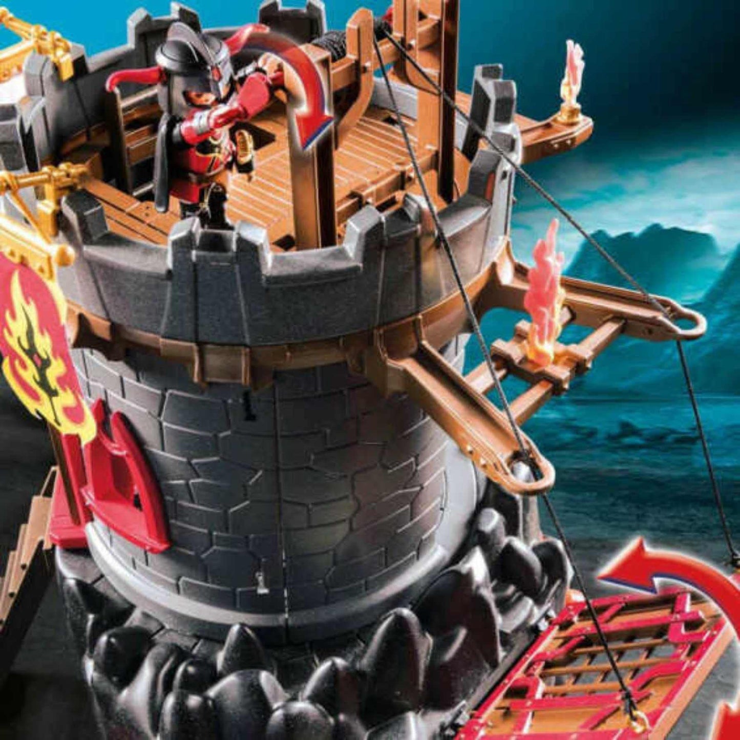 PLAYMOBIL Novelmore 70221 Burnham Raiders Fortress with working cannons and fireball release, wall breach, and dragon cage, for ages 4 and up.