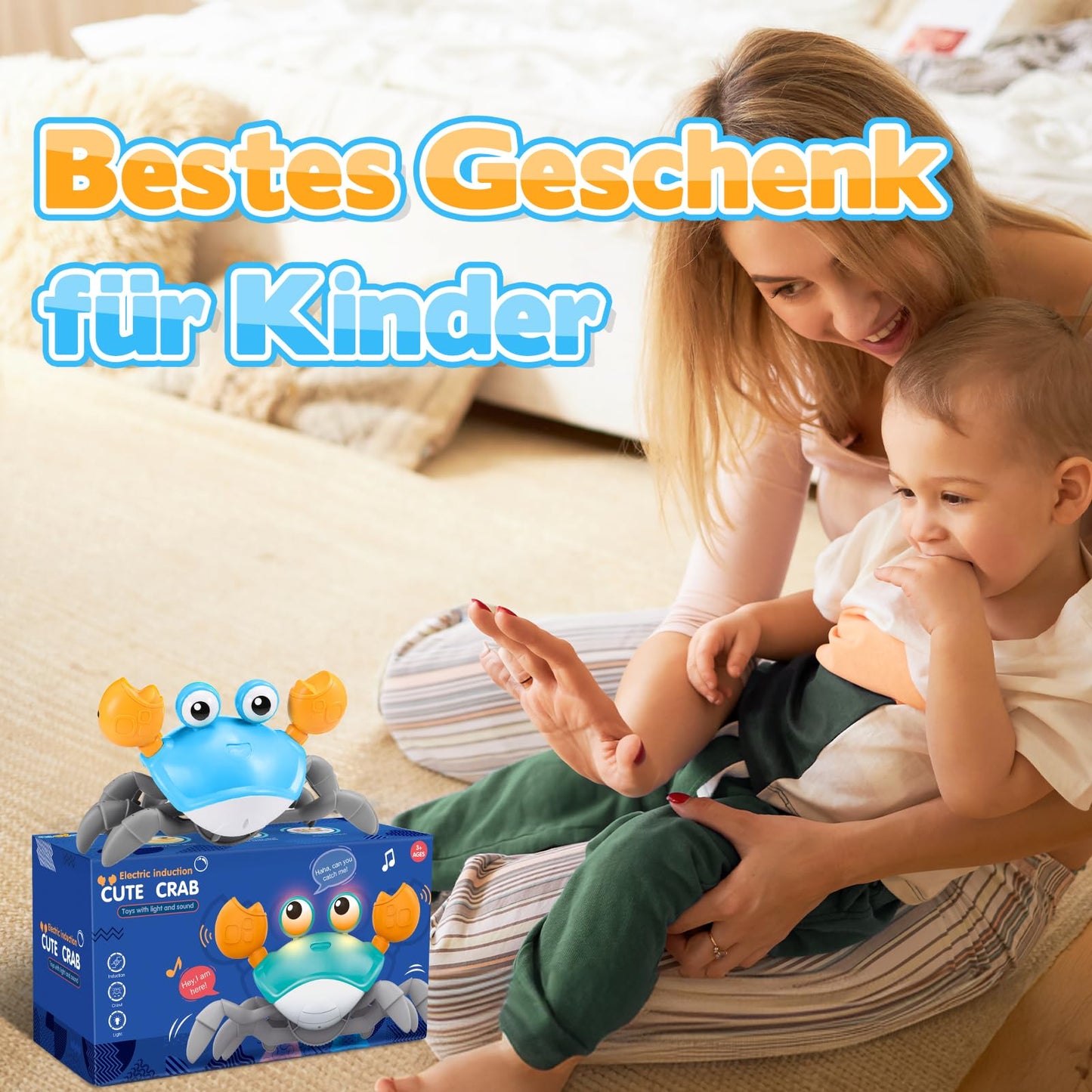 iKidiki Children's toys for 1 2 3 4 years old, Crab baby toy for 1-4 years old boys girls crawling toy baby gift boys girls birthday gift tummy time toys musical learning toys