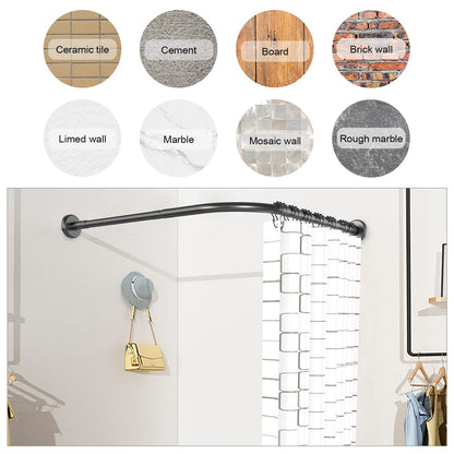 Shower curtain rod L shape adjustable 70-100 × 110-170 cm, with 18 stainless steel rings, corner shower rod made of SUS 304 stainless steel, drill installation, suitable for bathtub & bathroom, Black
