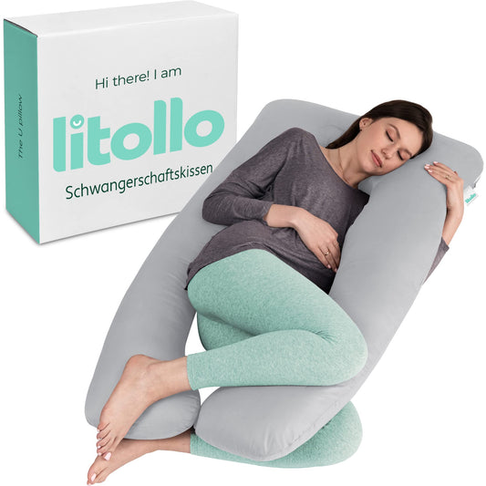 Litollo Pregnancy Pillow for sleeping, nursing pillow, U-shaped side sleeper pillow with cover, comfort pillow for adults - Pregnancy Pillow 140x80cm.