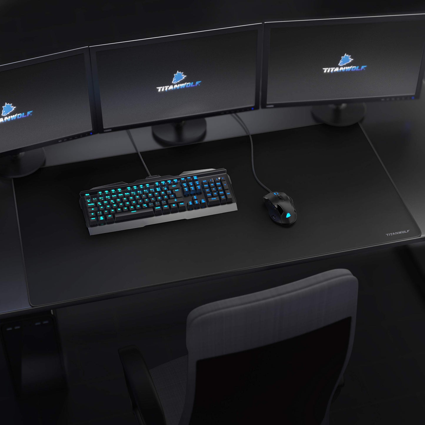 Titanwolf - Oversize Mousepad Gaming Titanwolf 1200x600mm XXXL Mousepad large with motif desk pad Large Size - improves precision and speed XXL e.g. for Logitech mouse and keyboard.