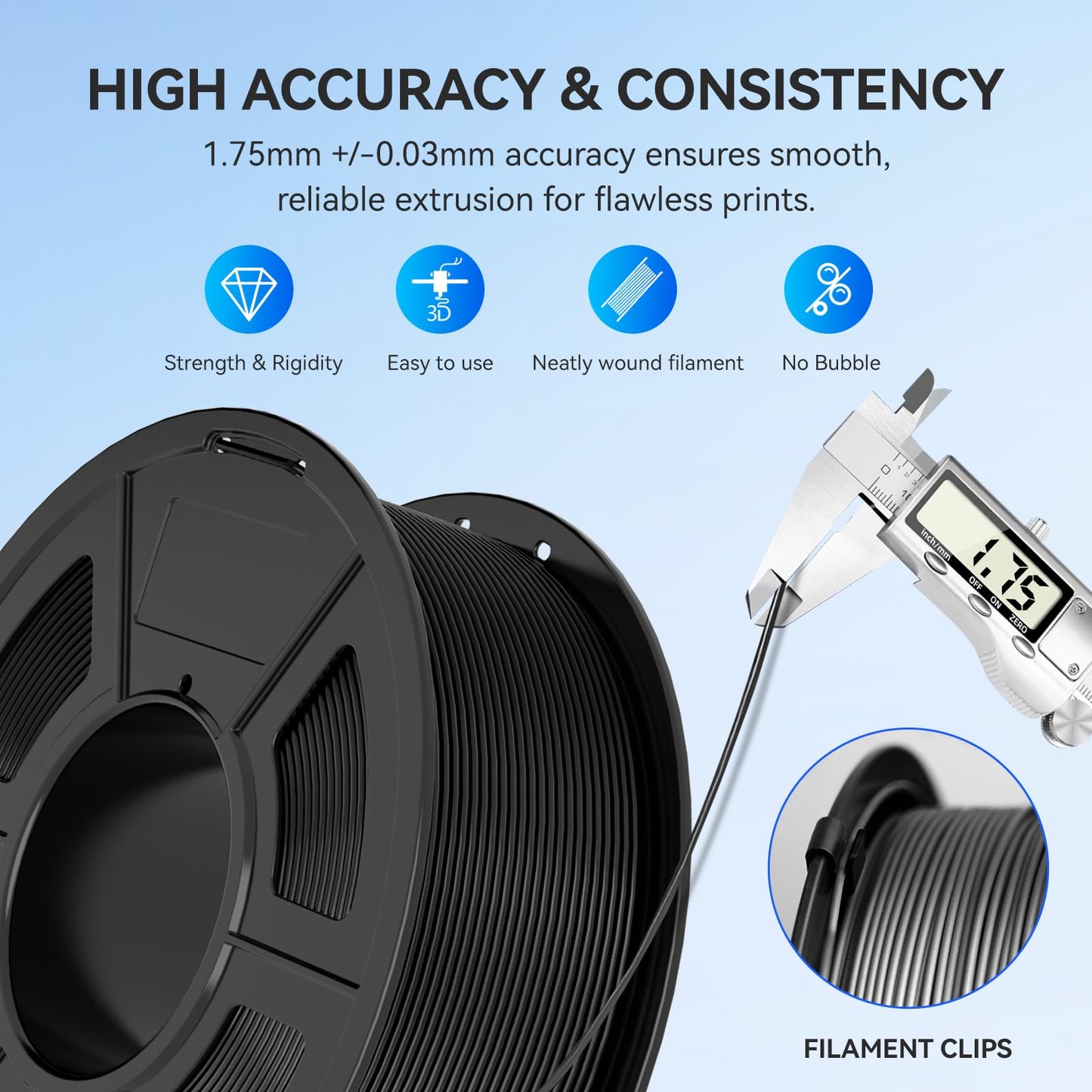 JAYO ABS Filament 1.75mm (Black+Black), 2kg (2 * 1kg/spool), ANTI-WARPING/IMPACT RESISTANT/HEAT RESISTANT, Accuracy +/-0.03mm, 3D printer filament