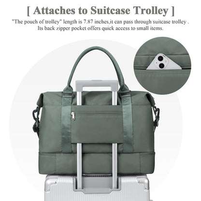 Women's Travel Bag Easyjet Hand Luggage Bag Sports Bag Weekender Bag Waterproof Swim Bag Travel Bag Duffle Bag Fitness Bag Training Bag Hospital Bag with Shoe Compartment, A2-Green