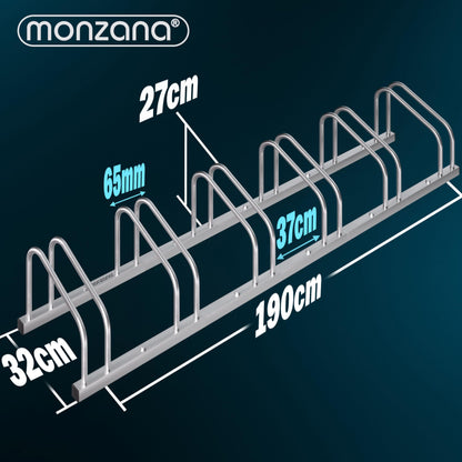 MONZANA® bike stand for 6 bikes 37cm distance between wheels 30-65mm tire width stainless steel self-locking screws ground or wall mounting multiple stand bike holder stand rack.