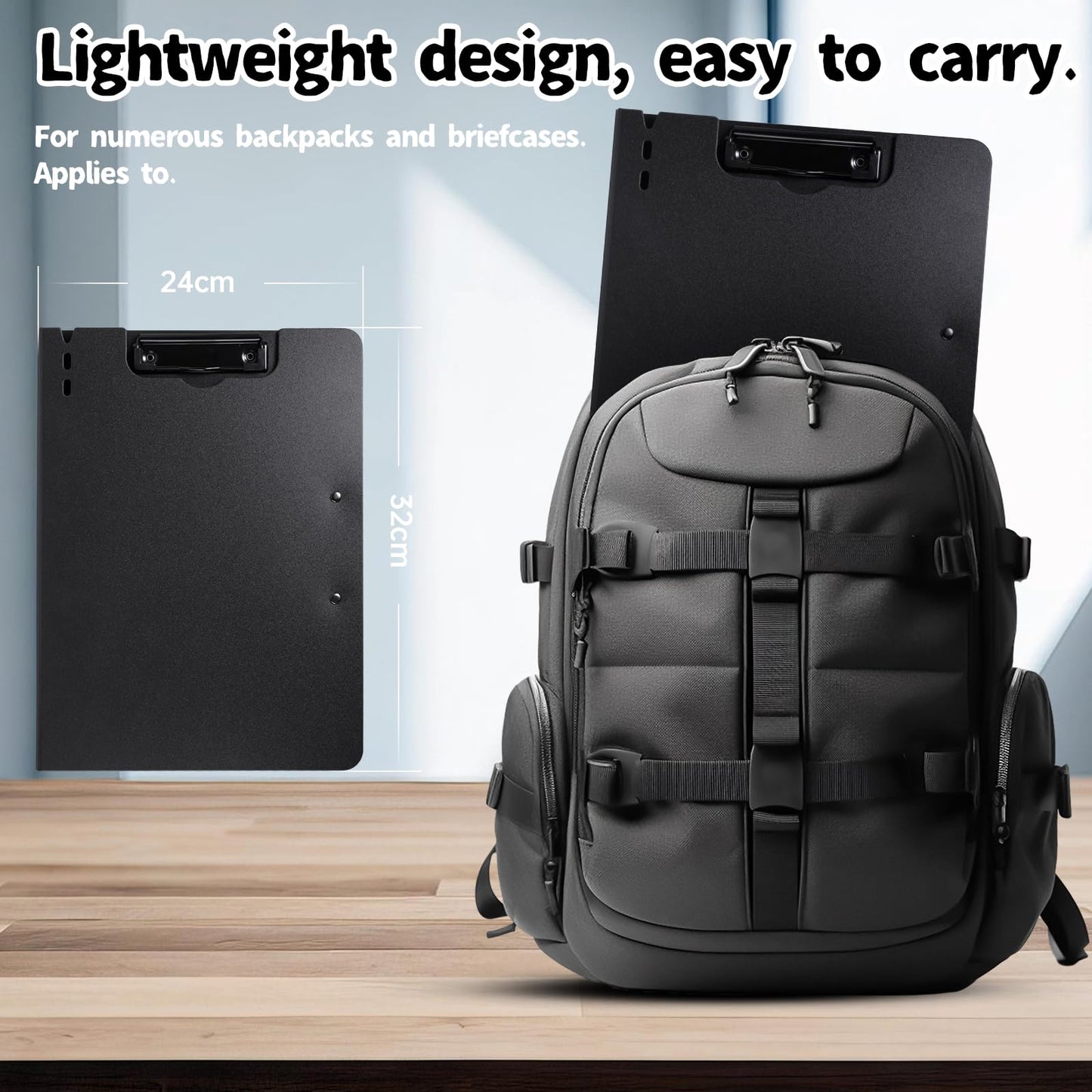 FRETONBA Clipboard A4, Pack of 5 Clipboard with cover, Clipboard folder with 2 clips, Writing board for office/construction/school. Black.