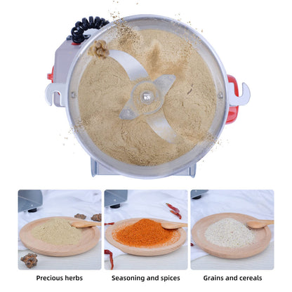 800g Electric Grain Mill, 2400W Grain Grinder Dry, Stainless Steel Machine Mill with Overload Protection & Open-Cover-Stop for Herbs/Grains/Spices