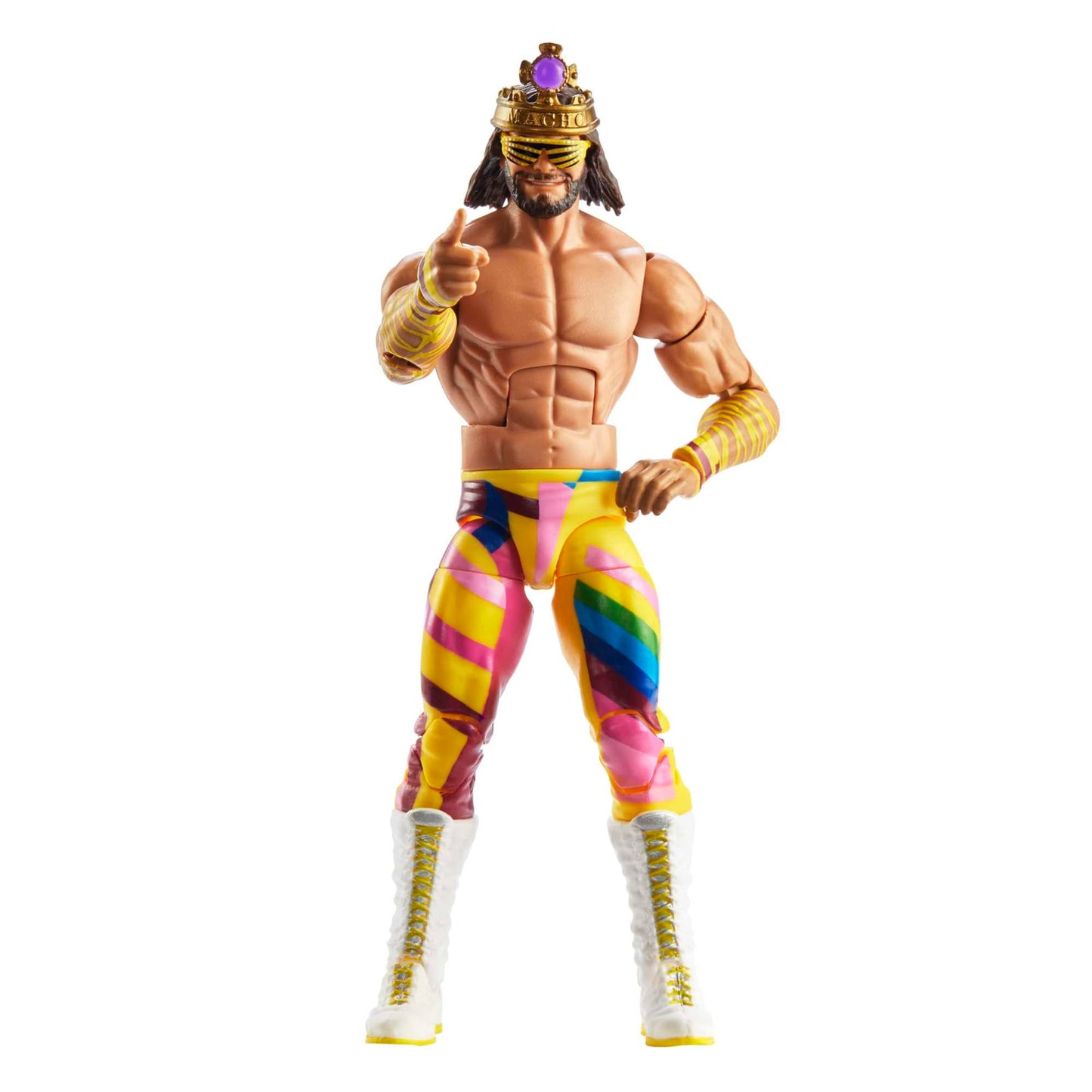 WWE HKP10 - Elite WrestleMania "Macho King" Randy Savage action figure, poseable WWE collector's item with accessories, toy gift for kids and fans ages 8 and up.