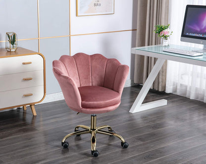 Wahson velvet office chair with wheels and adjustable height, suitable for bedroom/vanity desk. Available in pink.
