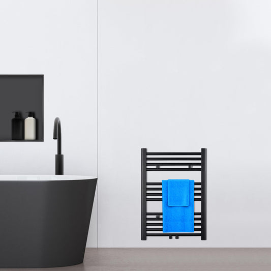 VILSTEIN® Bathroom Radiator [70x50cm] - Electric Towel Radiator - Towel Warmer for Bathroom - Towel Radiator with Side Connection - Towel Heater - Wall Radiator (Black)