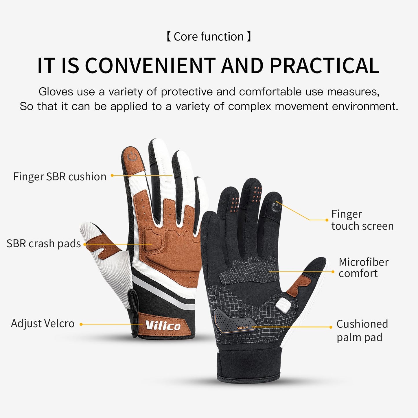 Vilico Motorcycle Gloves Summer, Motorcycle Gloves Men Women Touchscreen, Tactical Gloves for Airsoft Motocross Bike-Orange, Size M