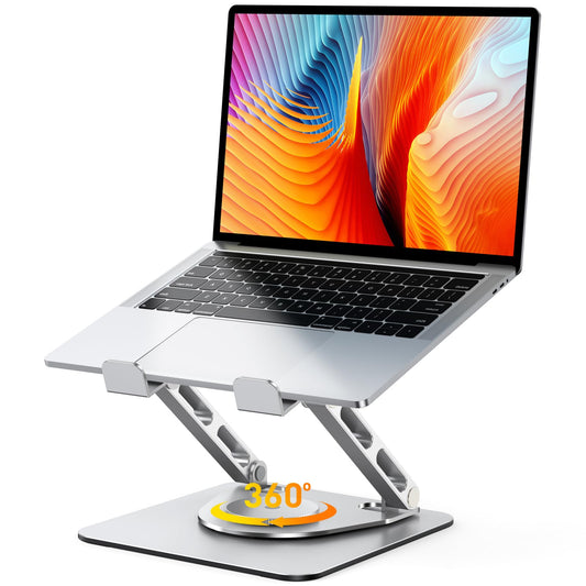 Glangeh 360° Rotating Laptop Stand Adjustable Height, Ergonomic Laptop Holder Desktop Office Shelf Sturdy with Dual Support, Adjustable Notebook Stand compatible with MacBook Air Pro