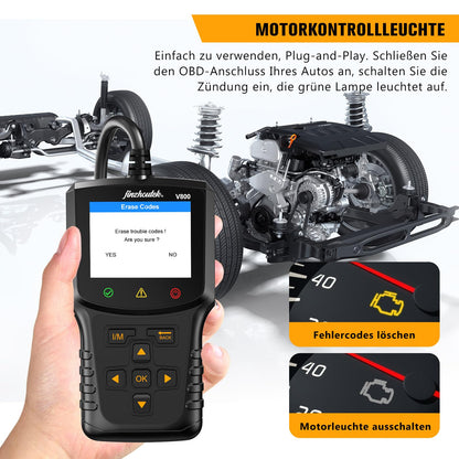 OBD2 diagnostic tool OBD car diagnosis: EOBD car adapter engine fault reading device reader with full OBDII functions - automotive reading device German for BMW VW Mercedes Audi all OBDII vehicles