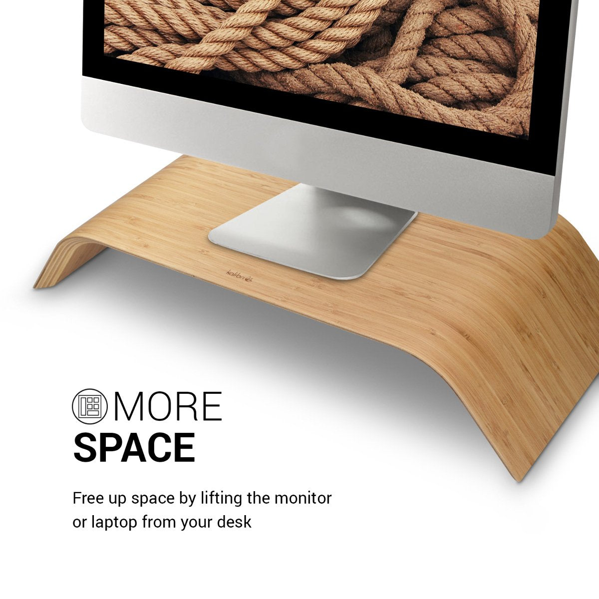 Calibri monitor wood stand TV stand - computer table desk attachment monitor stand bench - bamboo desk attachment in light brown.