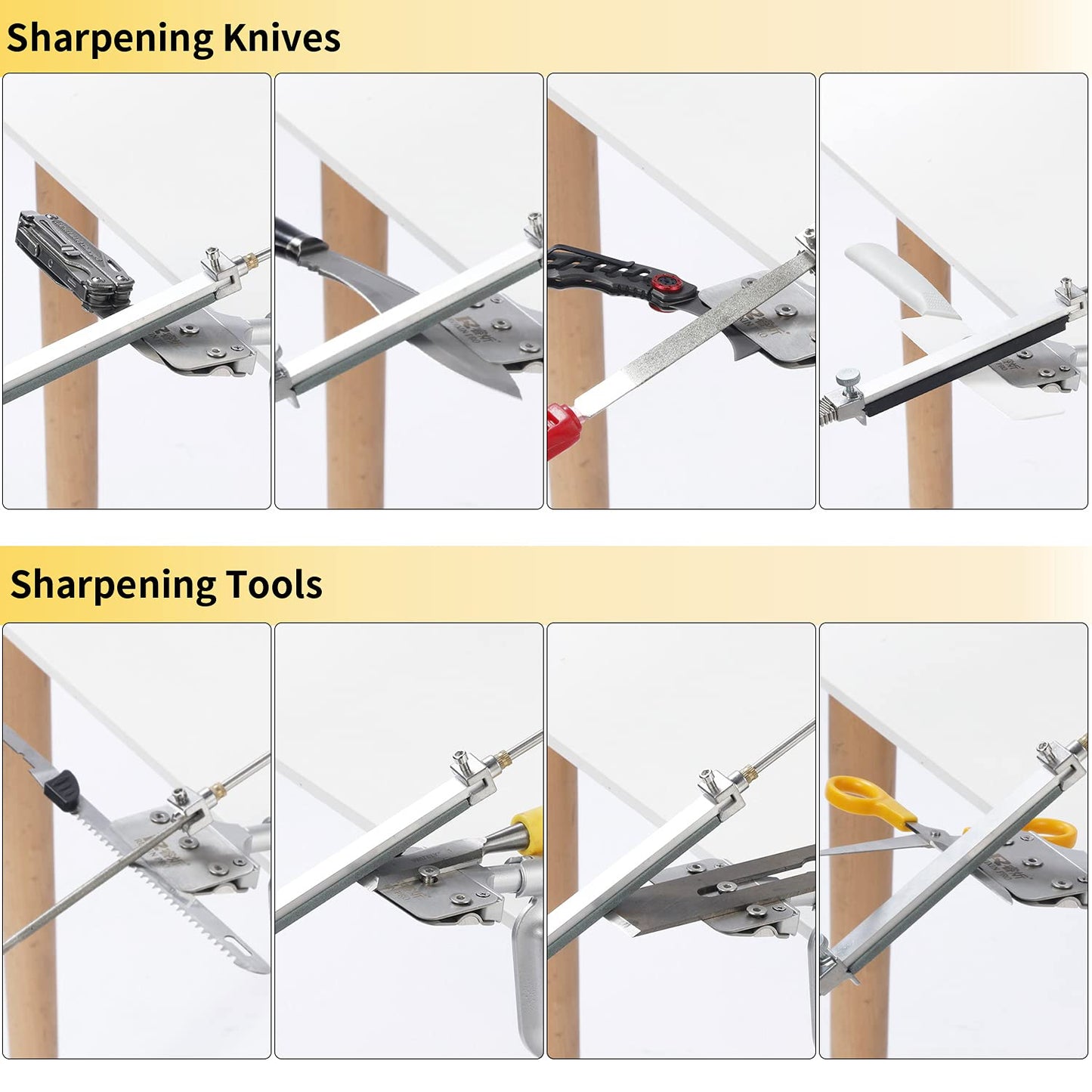 CWOVRS Knife Sharpener Pro, RX-008 Knife Sharpening System Stainless Steel, 360° Flip Rotation with Fixed Angle, Precision Upgrade Slider, Kitchen Chef Knife Sharpener Set with 4 Sharpening Stones + 6 Diamond Stones.