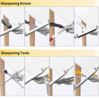 CWOVRS Knife Sharpener Pro, RX-008 Knife Sharpening System Stainless Steel, 360° Flip Rotation with Fixed Angle, Precision Upgrade Slider, Kitchen Chef Knife Sharpener Set with 4 Sharpening Stones + 6 Diamond Stones.