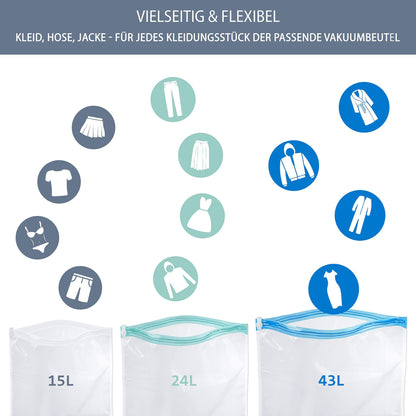 NORDIC Vacuum Bags Travel (set of 10) in 3 sizes I Compression Bags I Travel Vacuum Bags I Vacuum Bags for Clothes I Vacuum Storage Bags I Roll by Hand I No Vacuum Cleaner