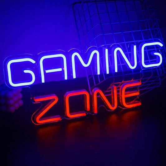SIGNSHIP Gaming Zone Neon Sign, colorful LED neon light, USB letter game neon light for game room, decorative word wall neon sign for bedroom bar gaming room gift for gamers.