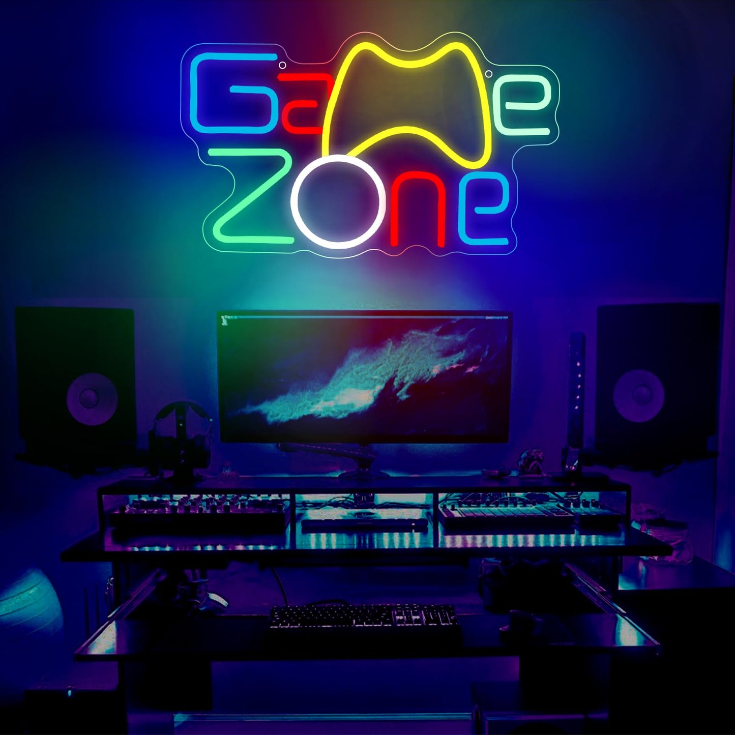 Neon light sign, game neon sign for game zone gaming. Neon sign light decoration for game room, bar, party, children's room. Perfect gift for boys.