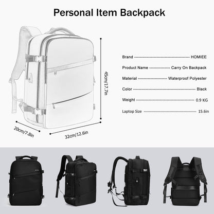 HOMIEE Travel Backpack for Women and Men, 40L Carry-On Rucksack for Airplane, Casual School Backpack for Travel, Daypack for Sports, Casual Women's Backpack Suitcase.