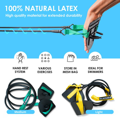 Ferok Pro - Drawstring Swimming Paddles - Fitness Resistance Band with cords and hand paddles - Ideal for home body training - Swimming training - Medium version