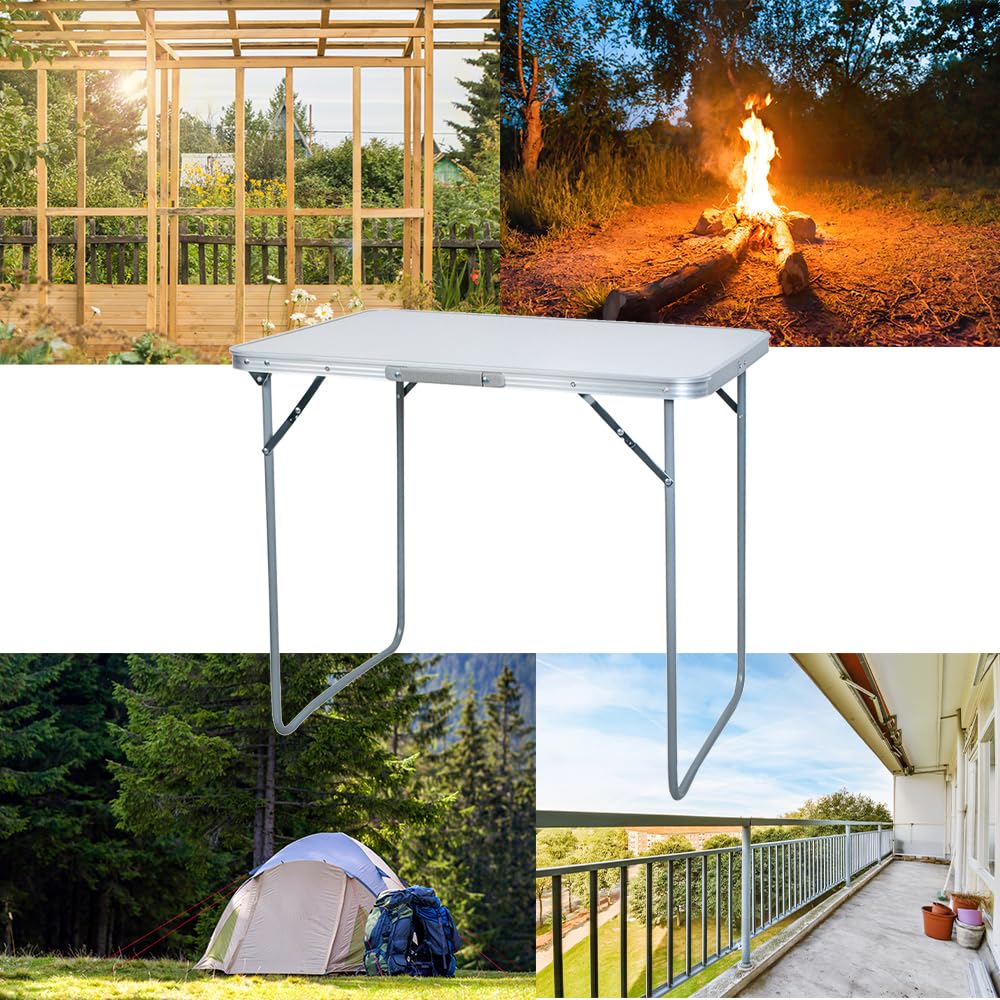 TRIZAND folding table for balcony kitchen market camping small collapsible loadable 20 kg multifunction table 80 x 60 cm white 23500