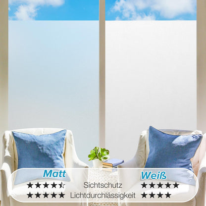 rabbitgoo Window Film Frosted Glass Film Privacy Film White 60x300cm with Grid Design for Bathroom Office Living Room Self-adhesive UV Protection Privacy Protection
