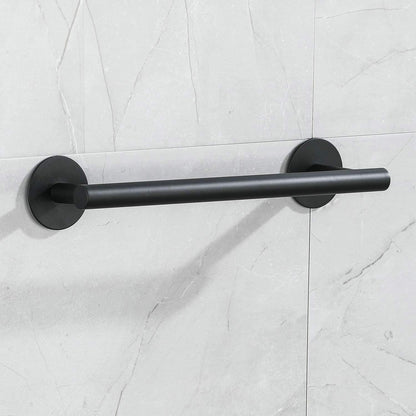 3-piece bathroom accessories set without drilling - matte black adhesive 30cm towel holder with toilet paper holder and towel hooks.