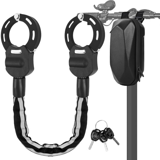 The Shine E-Scooter lock is a bicycle lock, handcuff lock with silicone protection against scratches. Electric scooter lock with storage bag for scooters, strollers.