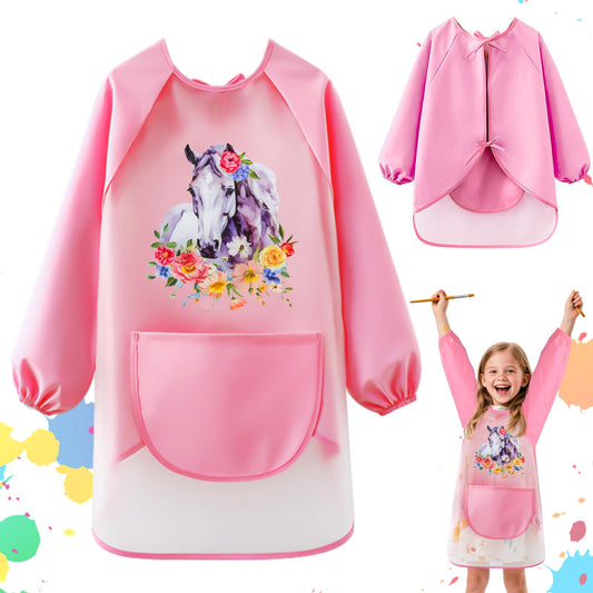 Tutukyle Kids Apron - Waterproof Art Smock for 1st Grade School, Children's Apron for ages 6 and up, Kids Apron with Pockets, Painter's Smock for Crafting, Painting, Cooking.