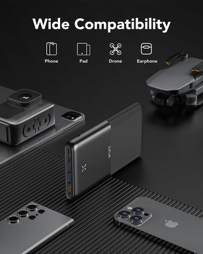 VRURC Power Bank 30000mAh 22.5W Portable Charger USB C Fast Charging External Battery Packs with 4 Outputs and 3 Inputs Compatible with iPhone, Huawei, Tablets, etc. (Black)