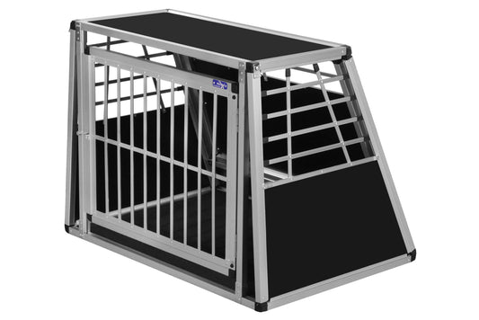 Alpuna dog crate N37 > 70x99x75.5cm with emergency exit, silver, transport box for dogs, dimensions: 70 x 99 x 75.5 cm.