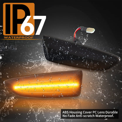OZ-LAMPE LED indicators for Opel Astra K Astra J Zafira C Insignia B Grandland X, LED side indicators 2 pieces black, LED indicator light with Canbus.