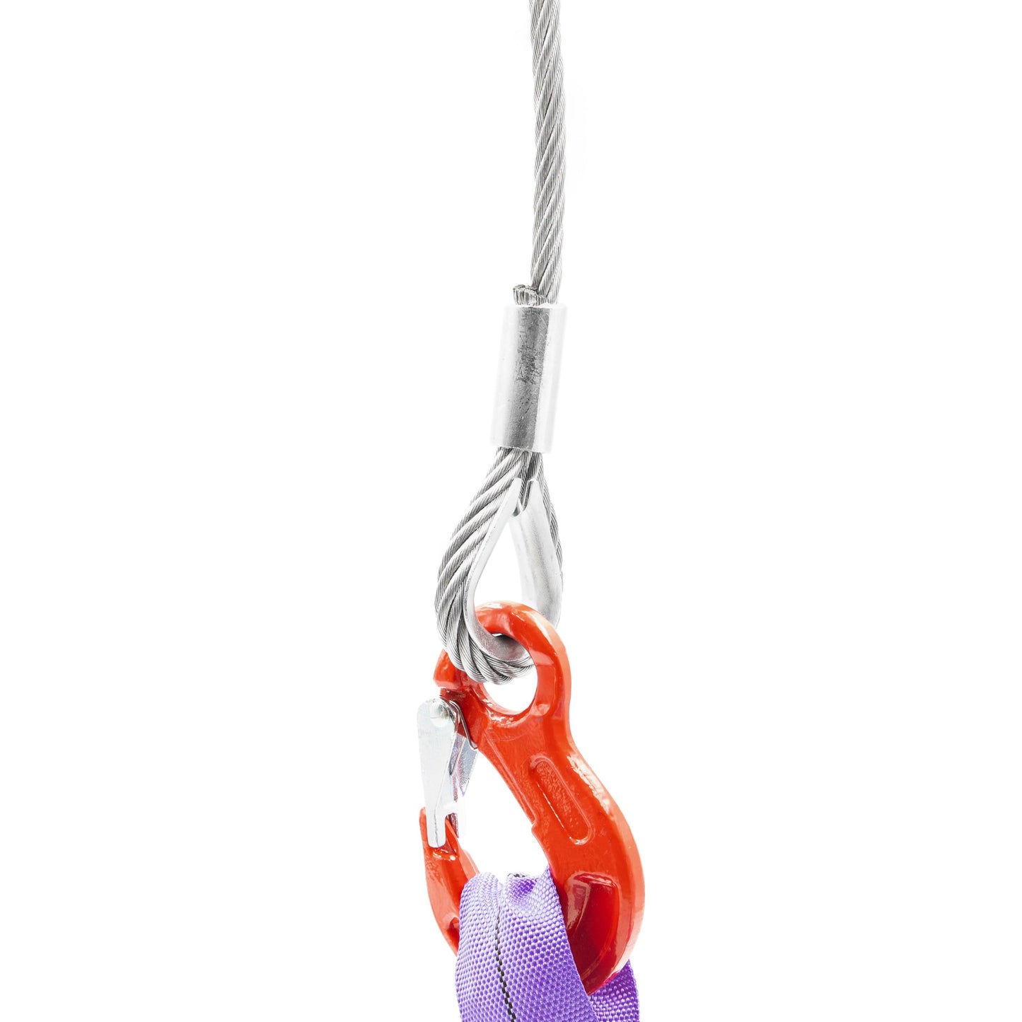 ALFA LOGISTICS Fall rope 8mm diameter 8m length with hook and eye - Wire rope with hook - Steel rope with eyes and hooks - Reliable forestry rope