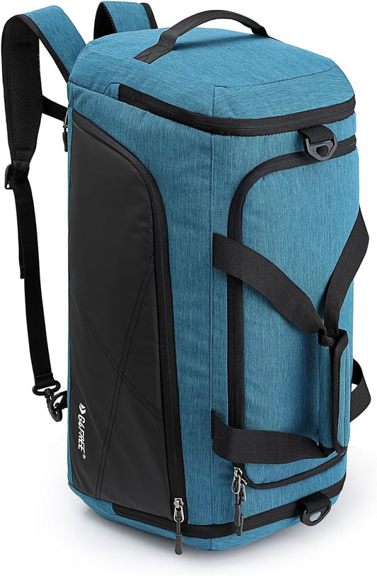 G4Free 45L Large Sport Bag & Travel Bag for Men and Women/with Shoe Compartment & Wet Pocket/Training Bag & Gym Bag & School Sports Bag/for School & Sports & Fitness & Travel, Peacock Blue/Black