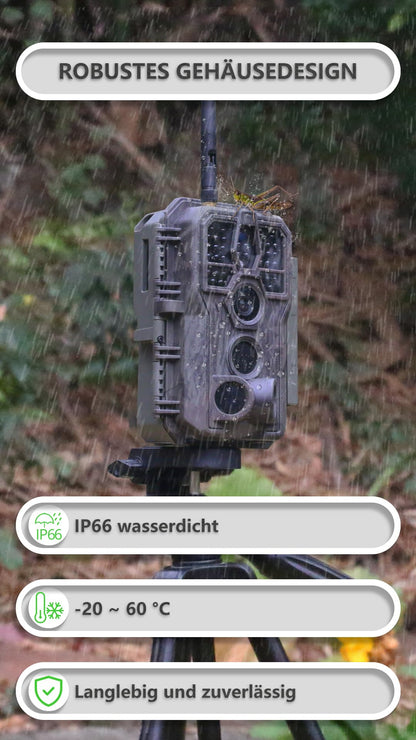 GardePro E8P wildlife camera with WiFi, rechargeable 8000mAh battery, 64MP 1296P resolution, motion sensor night vision, mobile transmission, WiFi, app.