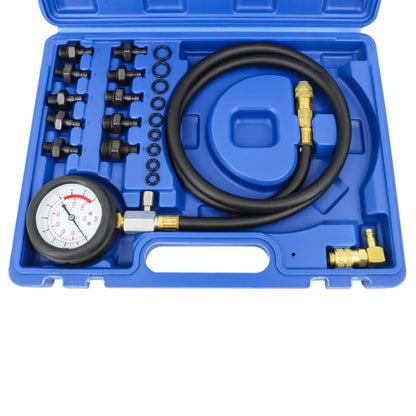 FreeTec oil pressure gauge, 140 PSI 10 Bar engine cylinder oil pressure tester set, oil pressure gauge automotive tool for car truck tractor (blue)