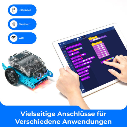 Makeblock mBot 2 programmable robot for kids, AI robot toy with WiFi remote control, compatible with Scratch and Python, intelligent STEM kit gift for kids aged 8 and up.